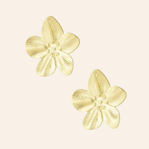 Boucles d’oreilles Athènes en acier inoxydable doré, design floral délicat symbolisant la force et l’élégance d’Athènes, présenté seul sur fond neutre.